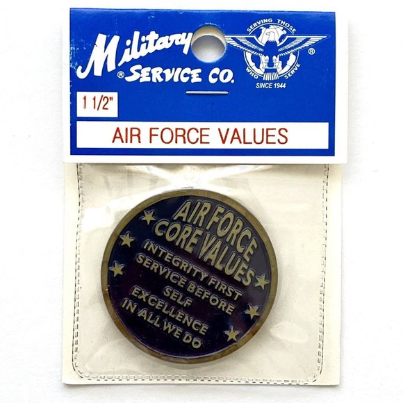 US Air Force Core Values Full Color Enamel Challenge Coin & Plastic Case 1.5" - Picture 2 of 3